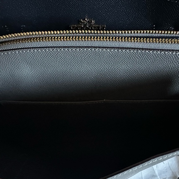 Coach Tatum Carryall Gray Pebbled Leather Gold HW Crossbody C4078 - Picture 7 of 10